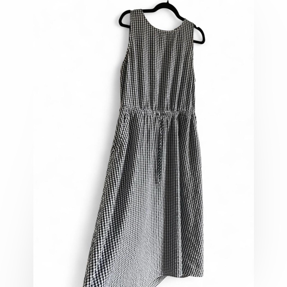 LOFT Black and White Gingham Midi Dress